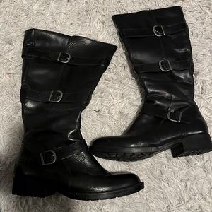 Women’s Born black leather boots with buckles size 8